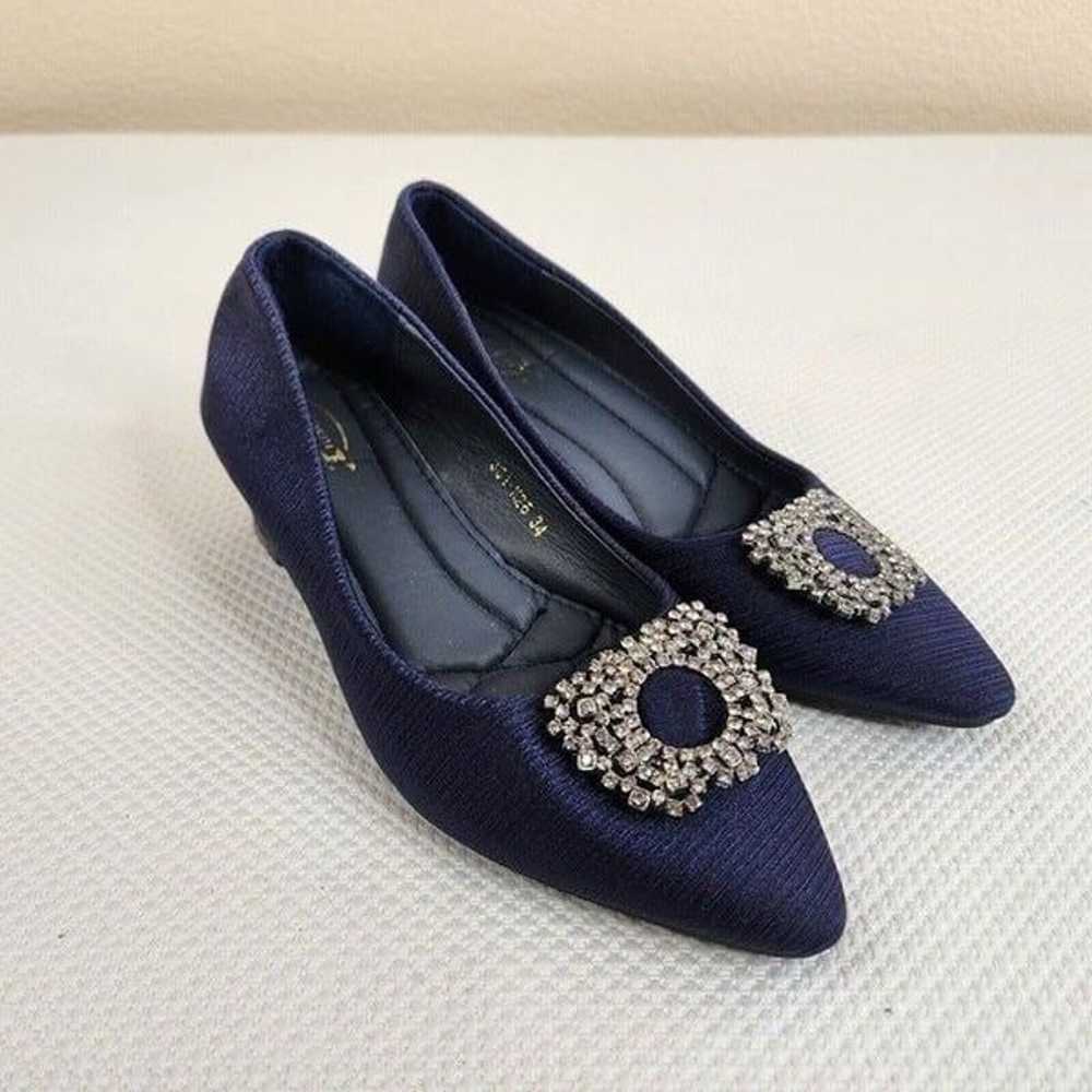 Vintage 60s Womens Size 4 Navy Blue Shoes Heels M… - image 2