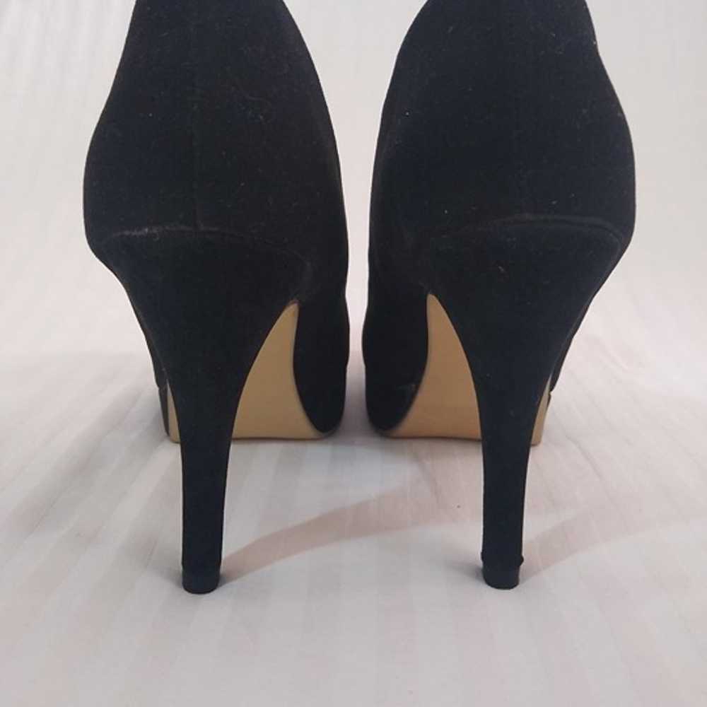 Vintage Black High Heels Velvet Platform Heels Sa… - image 5