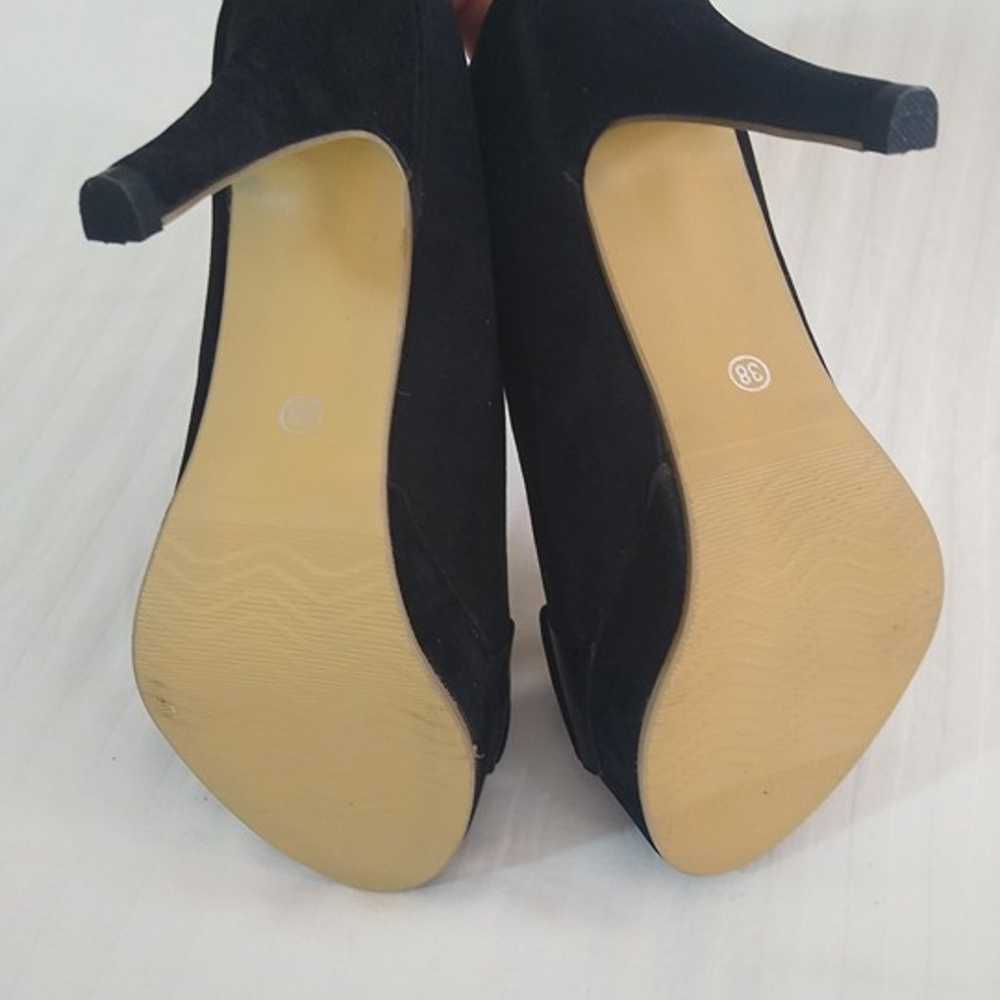 Vintage Black High Heels Velvet Platform Heels Sa… - image 6