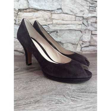 New Vintage Y2K Enzo Angiolini Brown Suede Peep T… - image 1