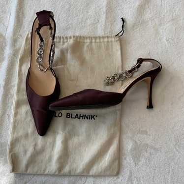 Vintage Purple Manolo Blahnik Satin Heel Pumps w/R