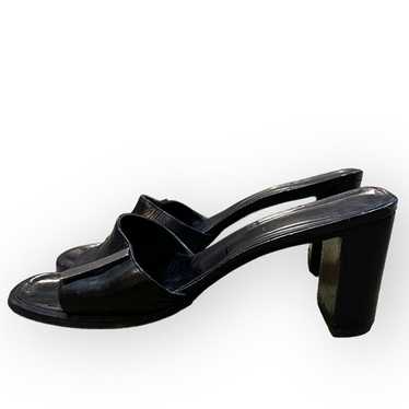 Vintage Gucci Black Leather Kitten Heel Slide San… - image 1