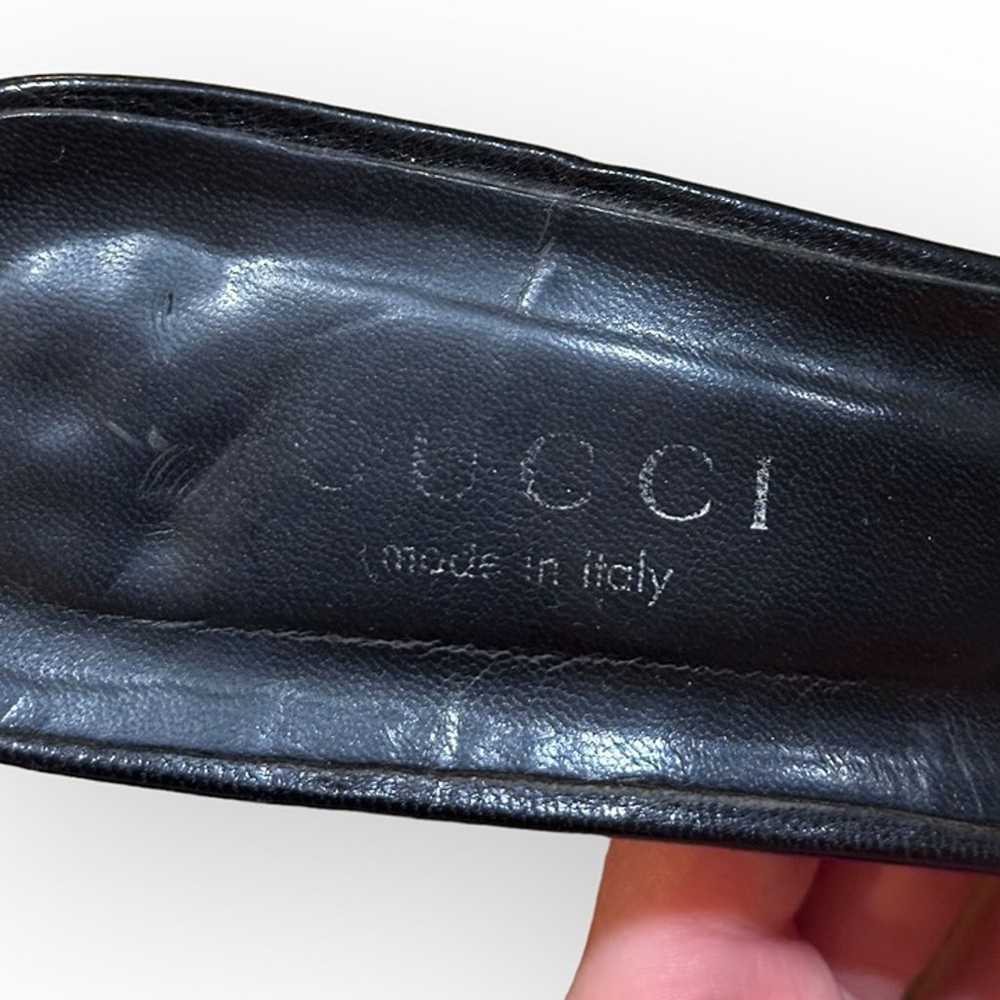 Vintage Gucci Black Leather Kitten Heel Slide San… - image 5