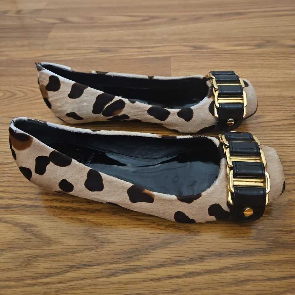 Tory Burch Calf Hair Leopard Buckle Flats/ 5.5 - image 2