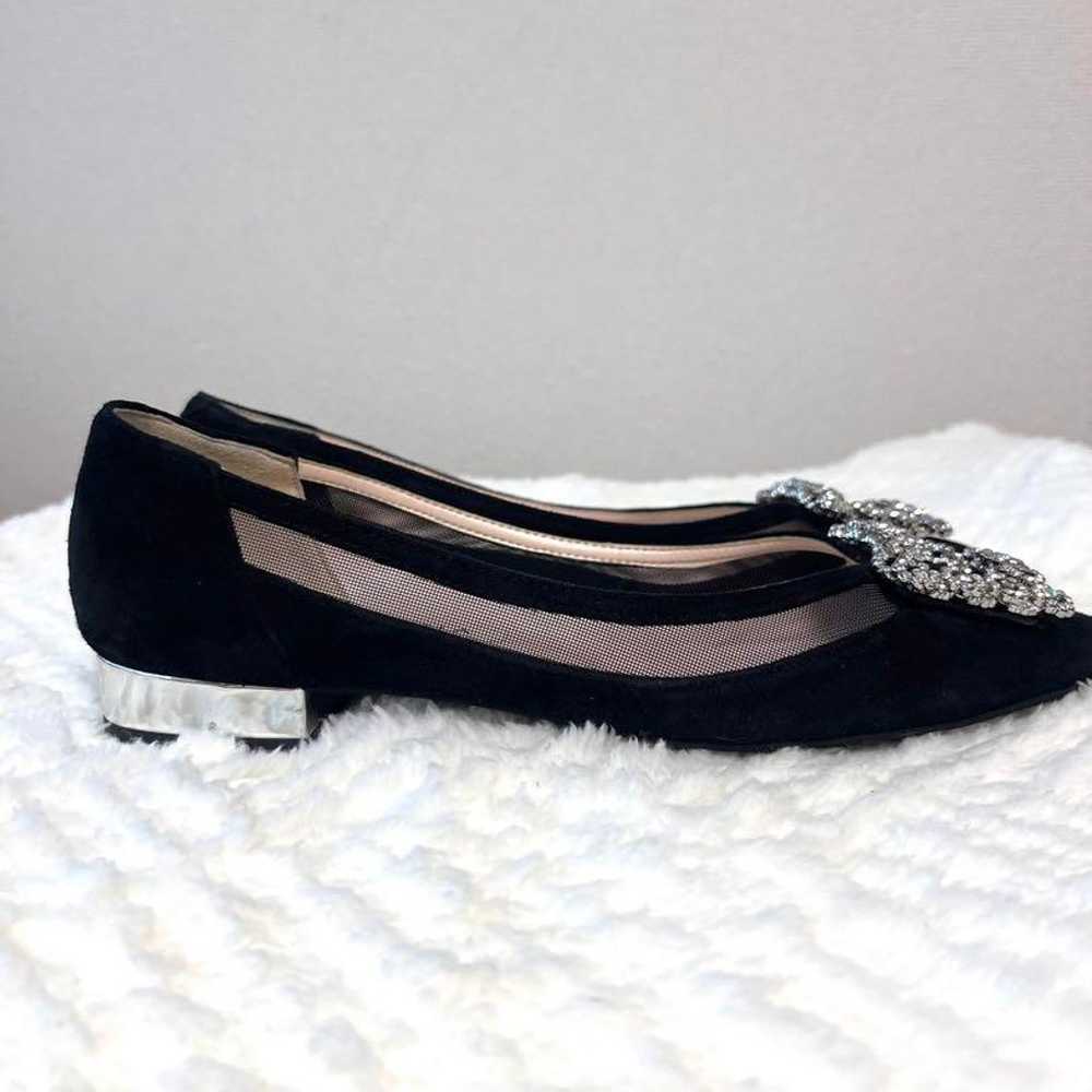 Diana pumps, flat, with jewels, suede, lace, blac… - image 10