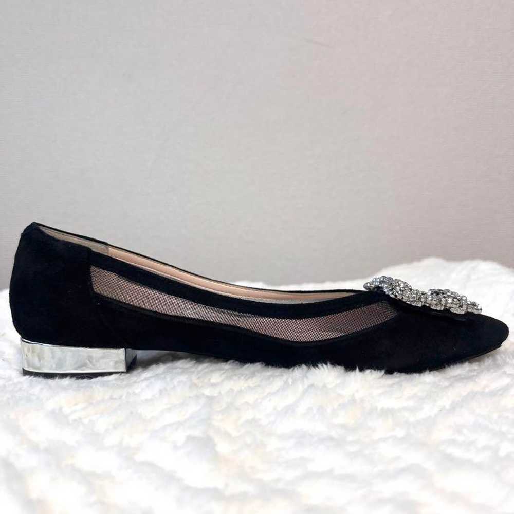 Diana pumps, flat, with jewels, suede, lace, blac… - image 12