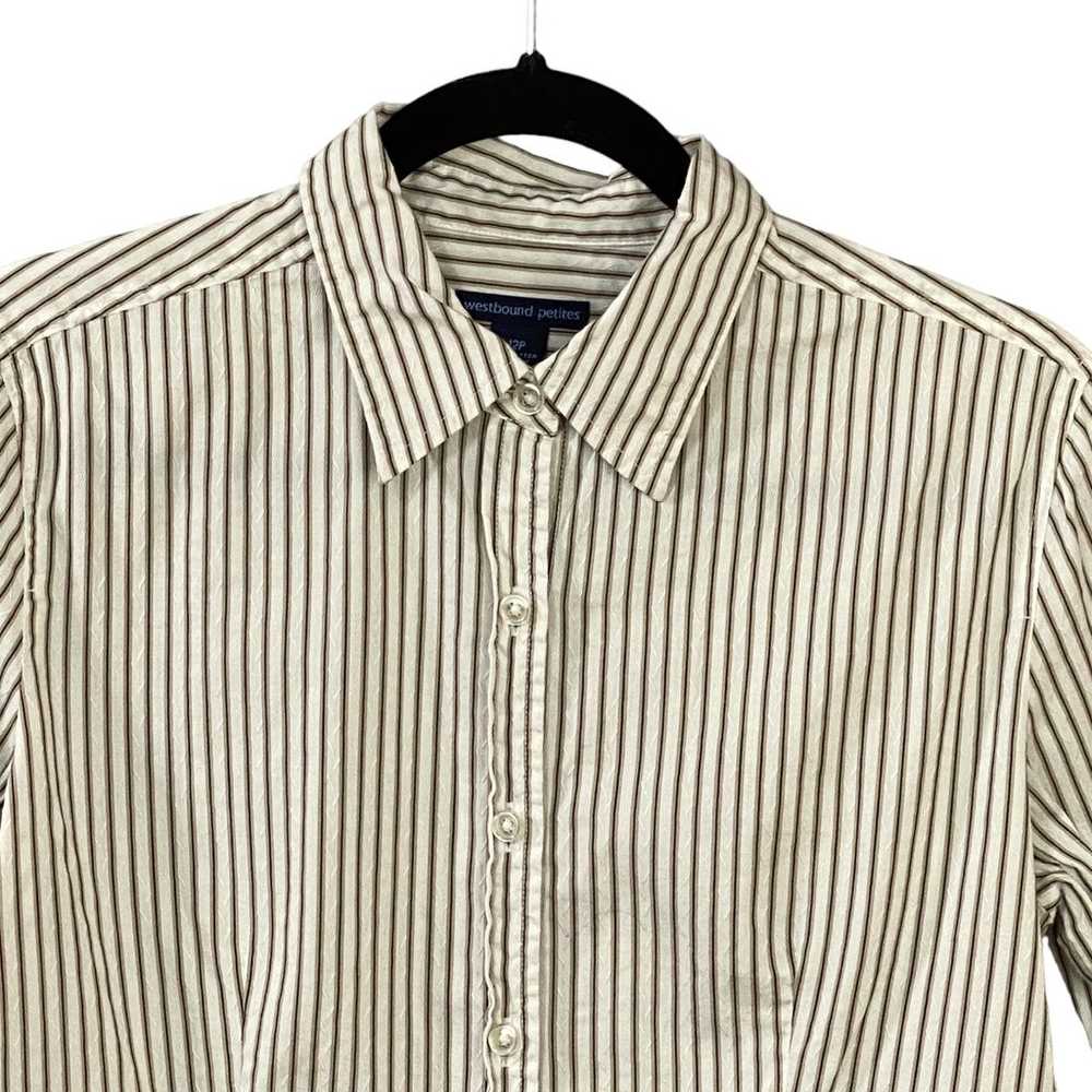 Westbound Petites Women’s Striped Button-Down Shi… - image 3