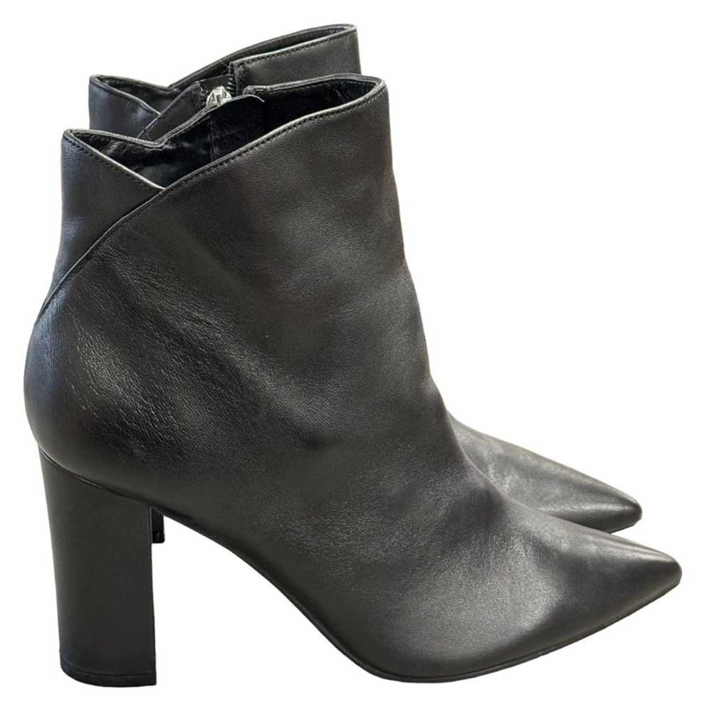 Marc Fisher Black Leather Urmi Block Heel Boots - image 1