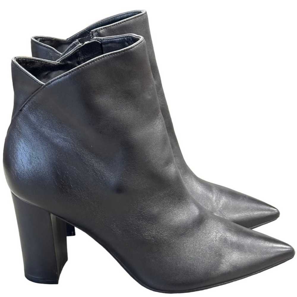 Marc Fisher Black Leather Urmi Block Heel Boots - image 5