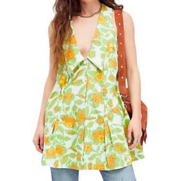 Free People Katie Green Floral Shirt/Dress XL - image 1