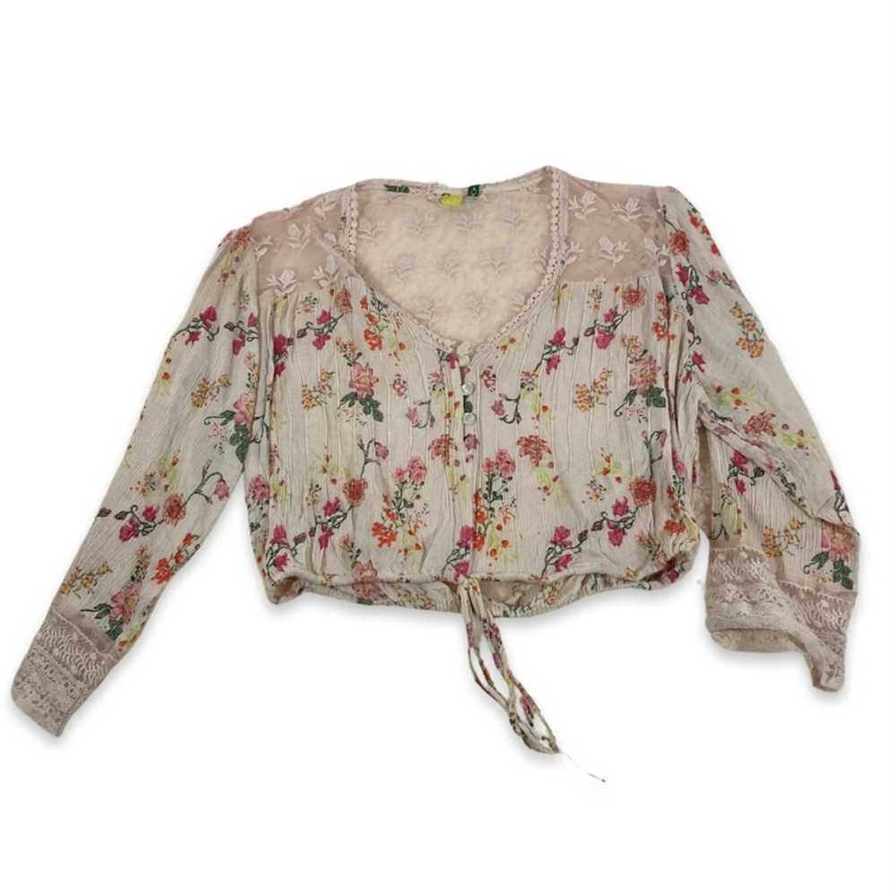 (A1.02) Farm Rio Medium Floral Lace Crop Top 3/4 … - image 12