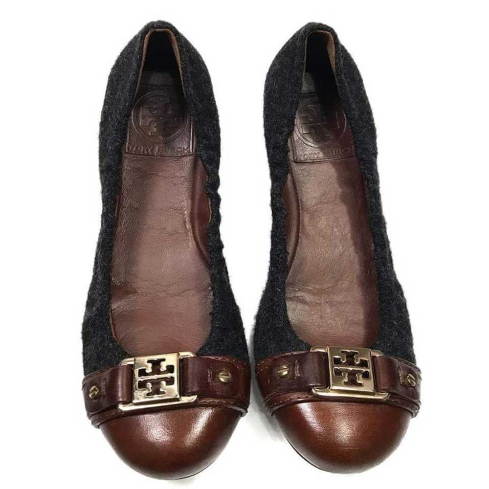 Tory Burch Gray Wool Brown Ballerina - image 1