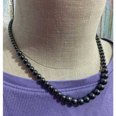 Vintage Estate Jewelry Dark Gray Classic Beaded N… - image 1