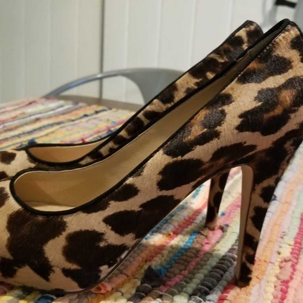 JCrew Leopard Calf Hair Heels 10 NWOB - image 2