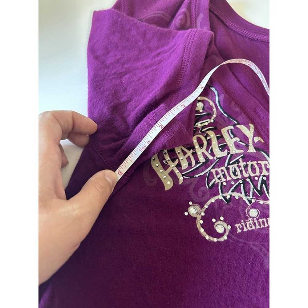 Harley-Davidson Purple Plum Rhinestone V-Neck Mot… - image 3