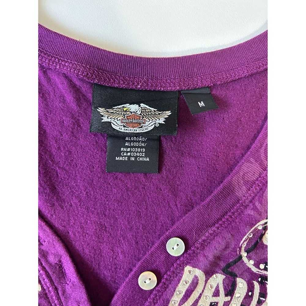 Harley-Davidson Purple Plum Rhinestone V-Neck Mot… - image 7