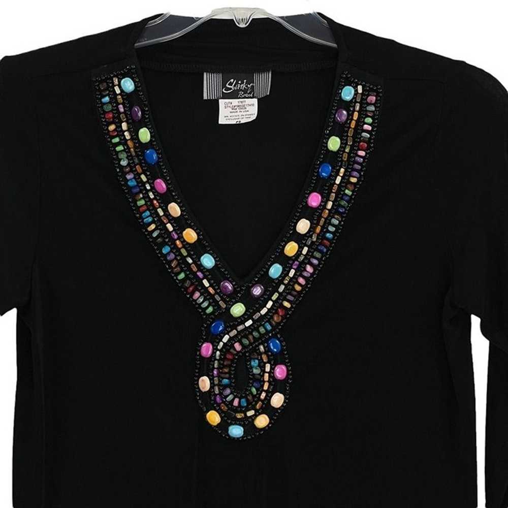 Slinky Brand Beaded Tunic Top Womens PS Pullover … - image 2