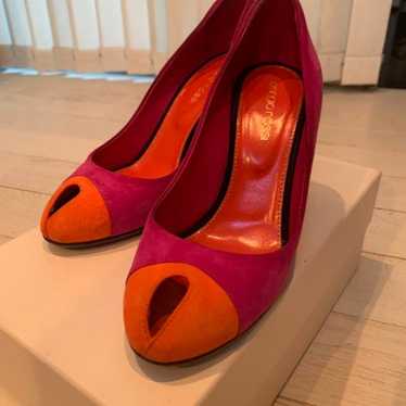 Sergio Rossi Pink Orange Open-Toe High Heels