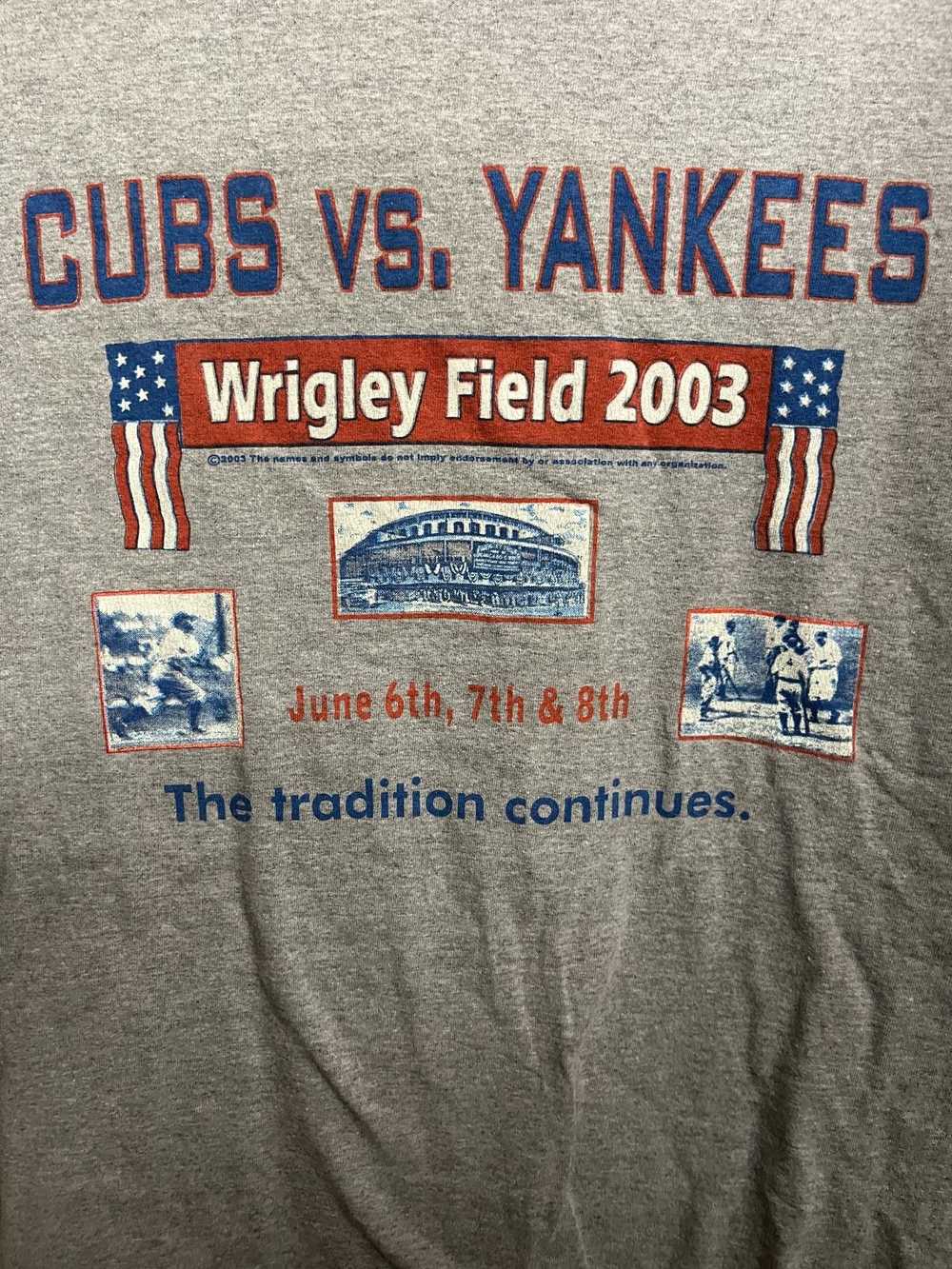 Designer VTG Chicago Cubs vs Yankees T-shirt Wrig… - image 3