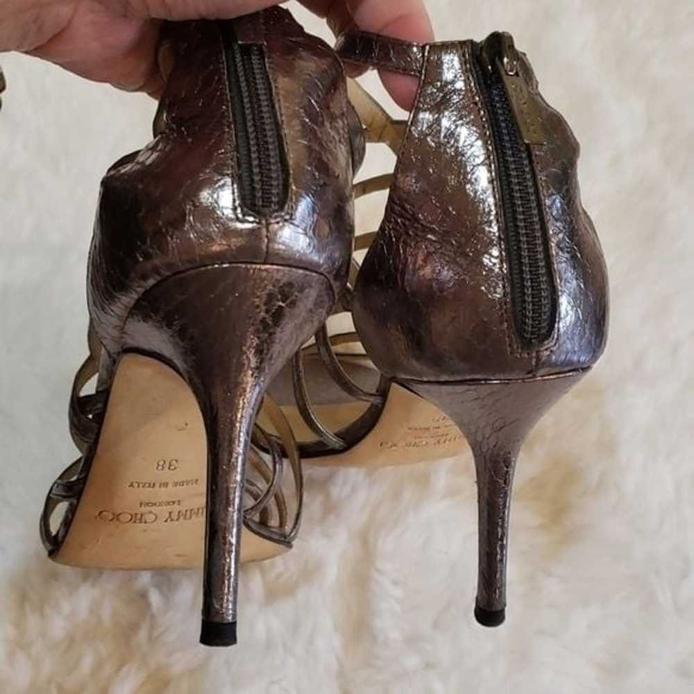 Jimmy Choo Snakeskin Cage Heels Silver Size 8/38 - image 10