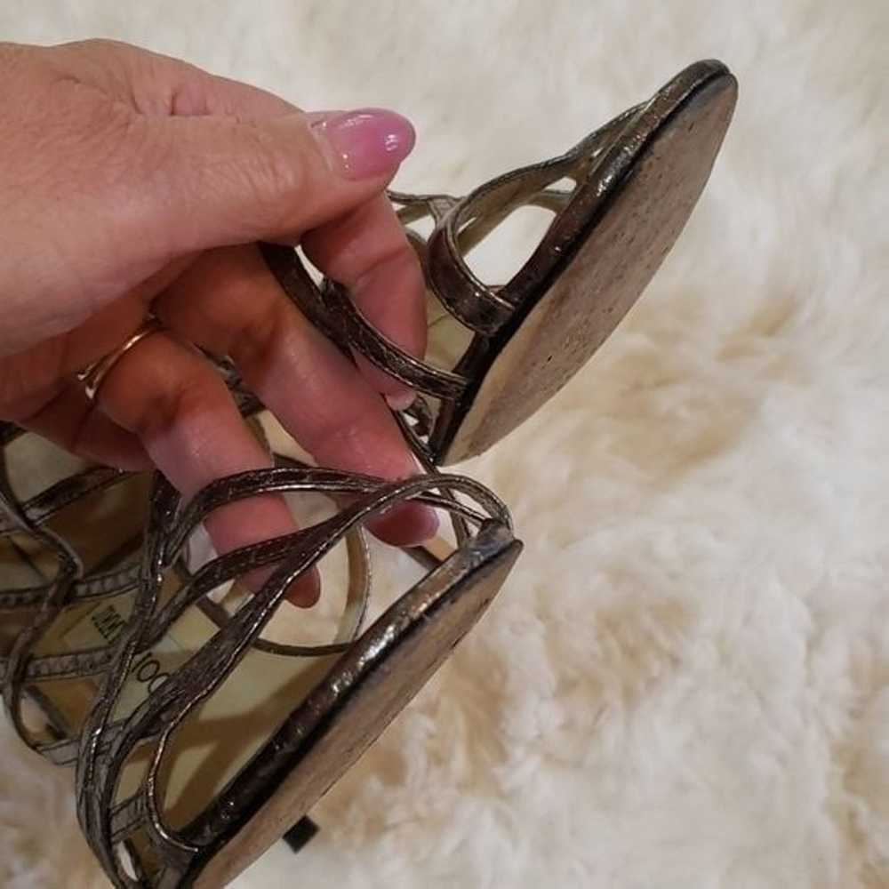 Jimmy Choo Snakeskin Cage Heels Silver Size 8/38 - image 11