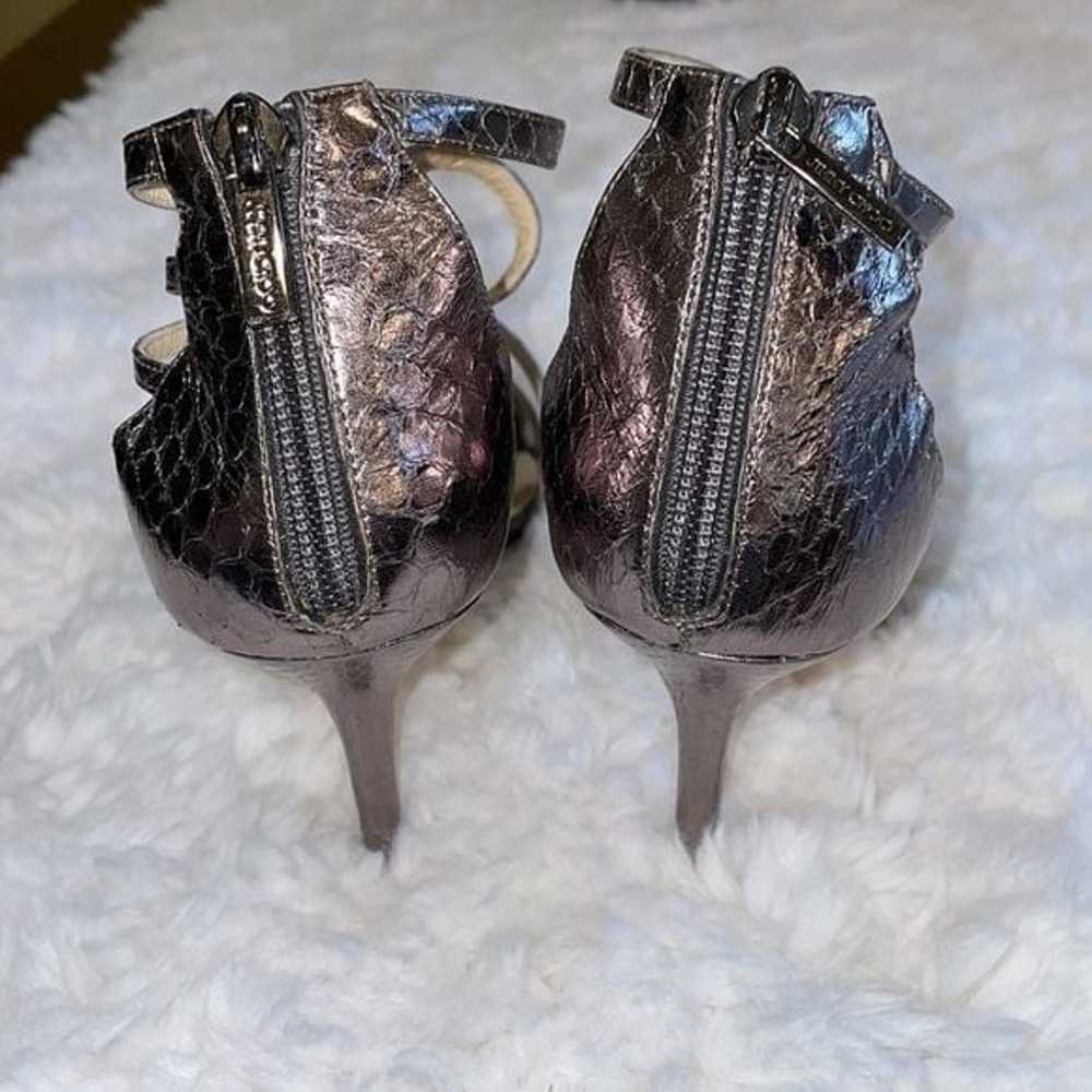 Jimmy Choo Snakeskin Cage Heels Silver Size 8/38 - image 7