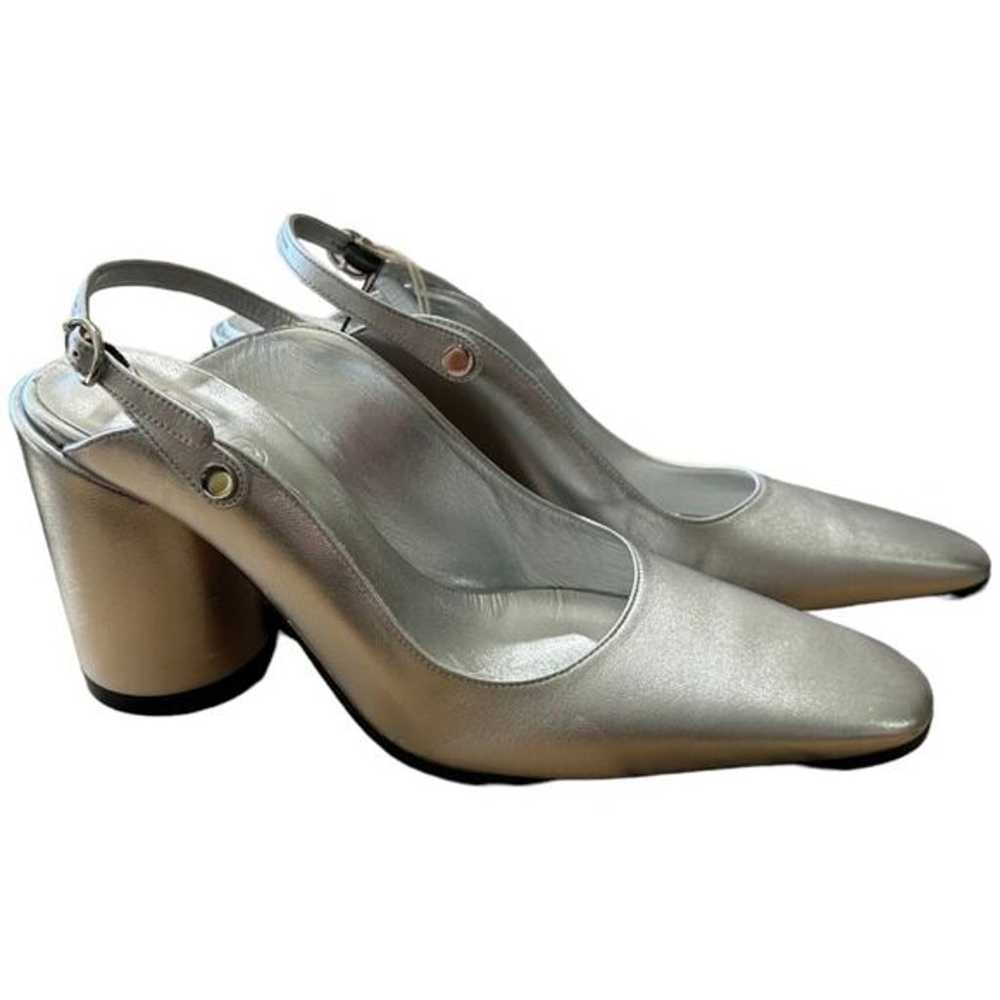 New MM6 Maison Margiela Metallic Silver Slingback… - image 1