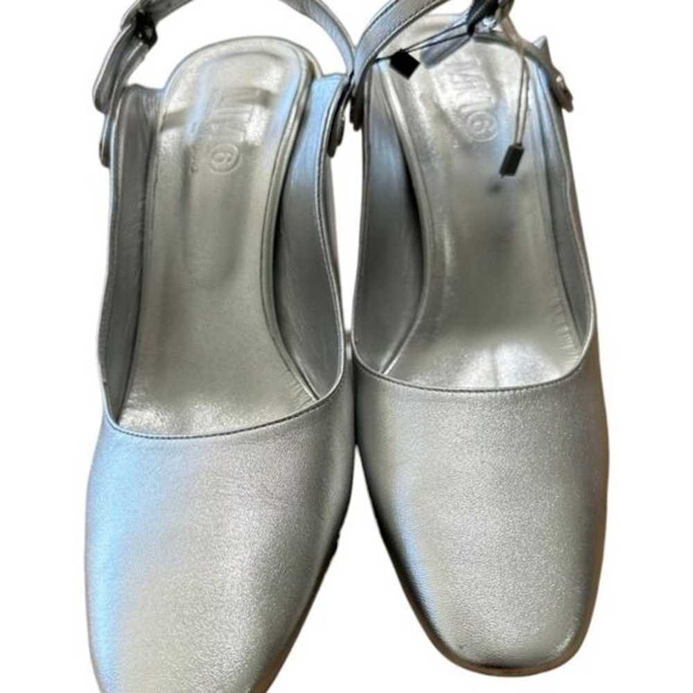 New MM6 Maison Margiela Metallic Silver Slingback… - image 5