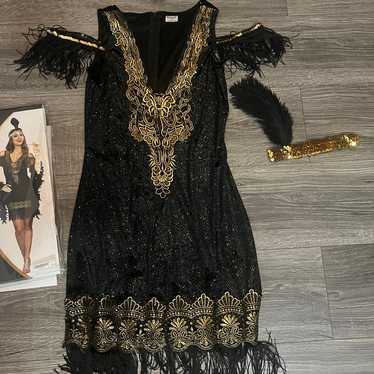 Flapper Halloween Costume With Headpeice Womens S… - image 1