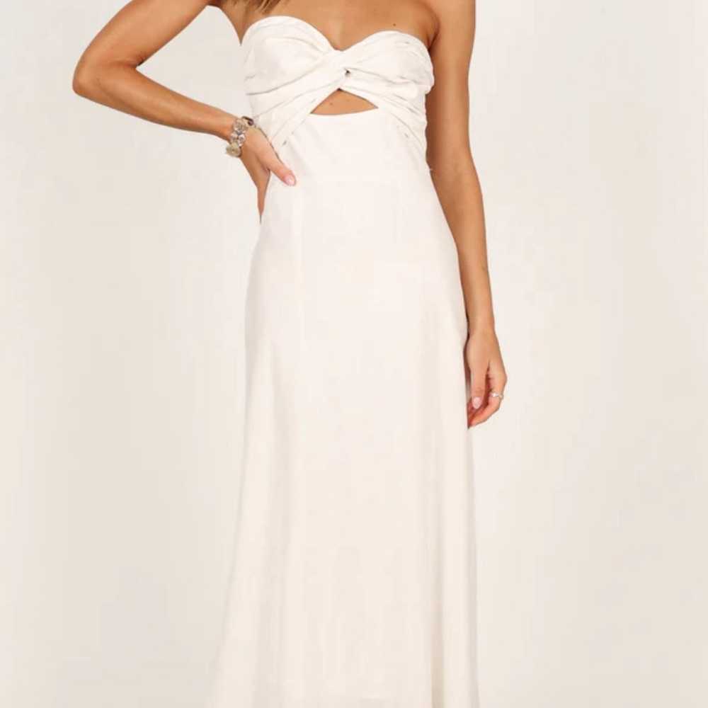 Petal + Pup Rosetta Strapless Midi Dress in White… - image 3