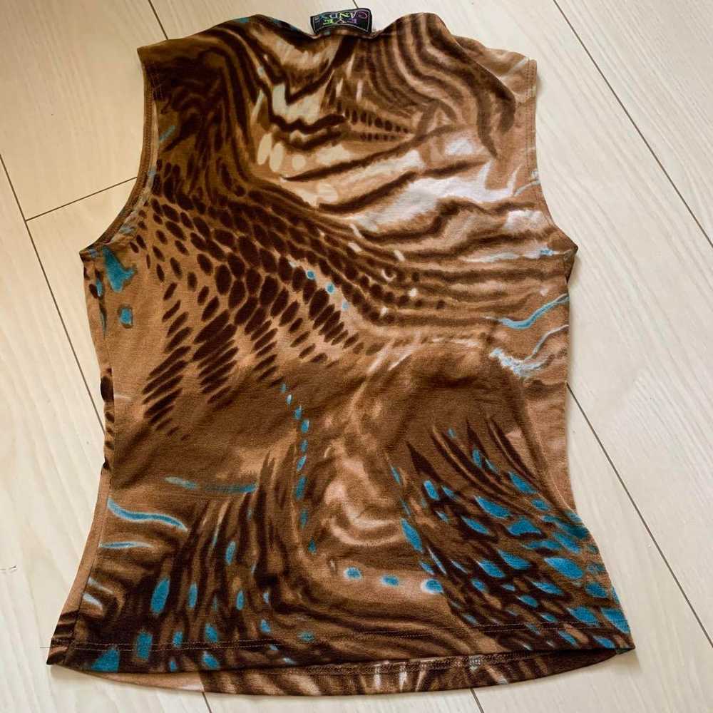 vintage EYE CANDY Sleeveless Top Brown-Blue - image 5