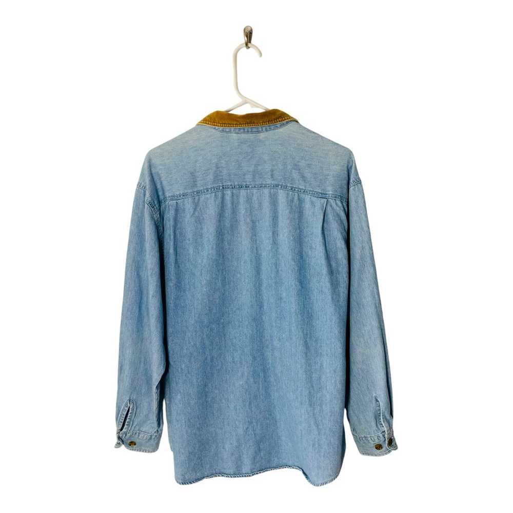 Vintage Bill Blass denim & velvet shirt large cot… - image 5