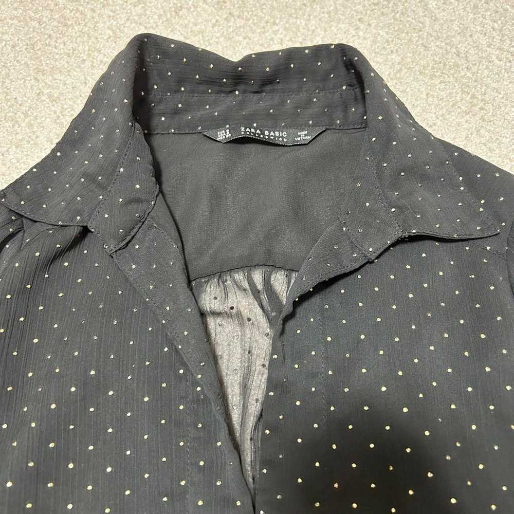 Zara Basic Zara Blouse Sheer Chiffon Polka Dot Pa… - image 5