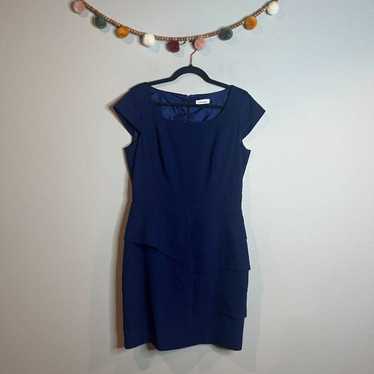 Calvin Klein blue layered sheath dress