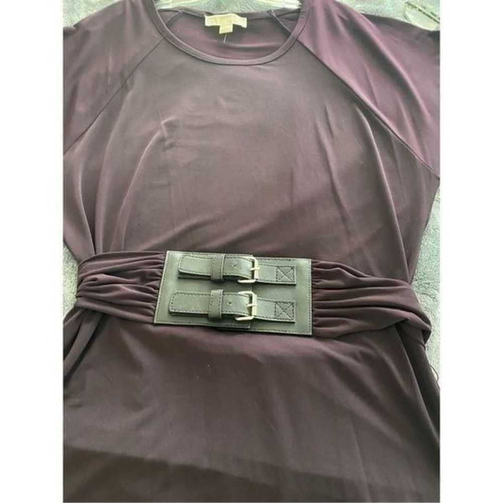 Michael Kors Dark Purple Belted Dress Sz M - image 5