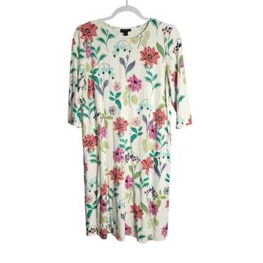 J Jill Wearever Collection Floral Round Neck 3/4 … - image 1