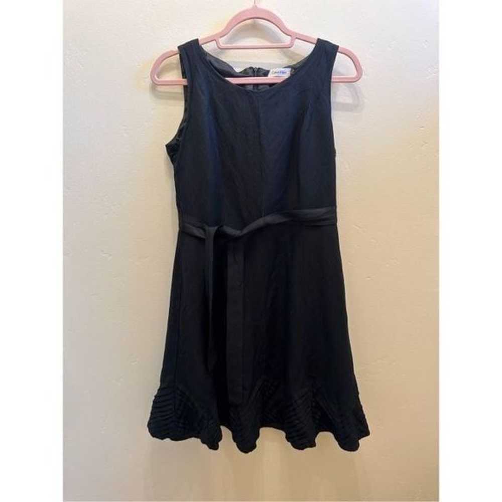 Calvin Klein Black Linen Tie Waist Dress With Che… - image 1