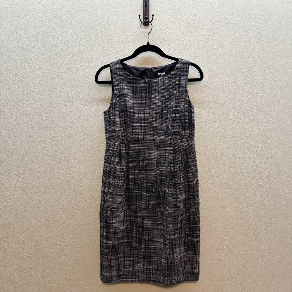 DKNY Black Crosshatch Sleeveless wool Blend Sheat… - image 7