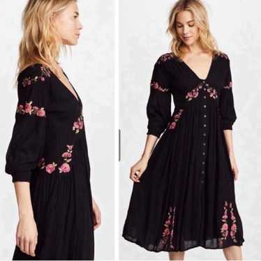 Free People A Day Glow Embroidered Midi Dress Sma… - image 1