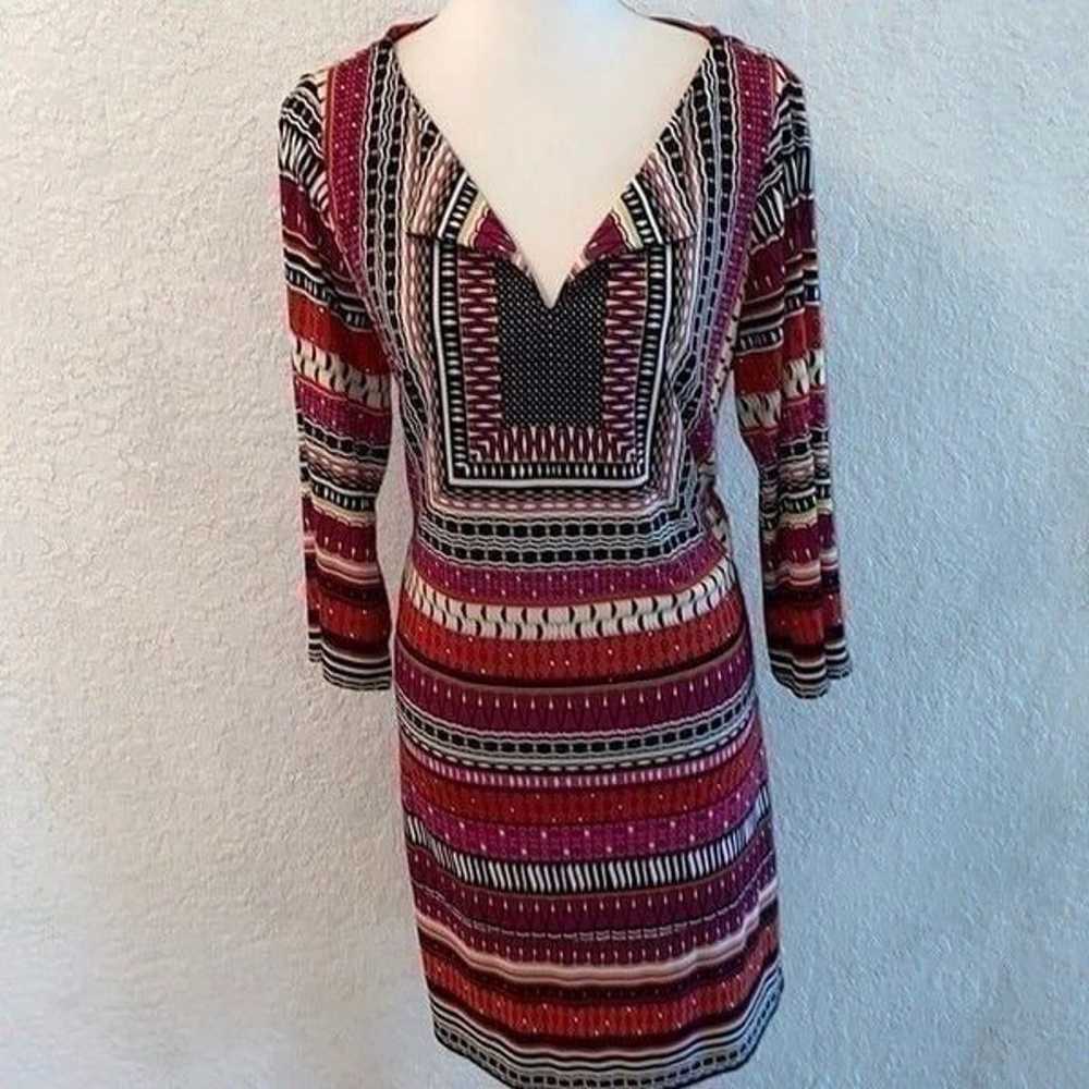 Laundry Shelli Segal Graphic Print Dress Sz L Pin… - image 1