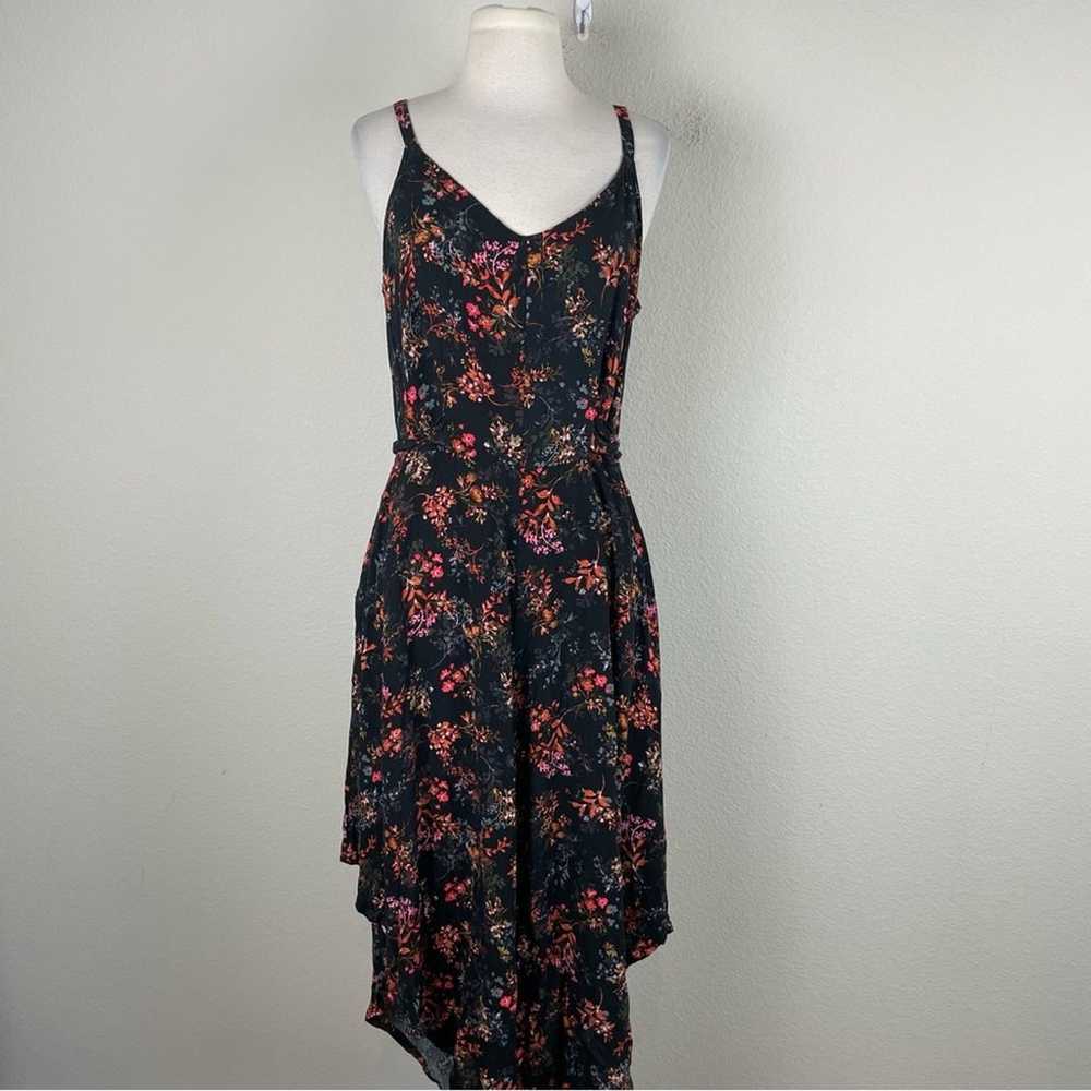 Msk Black Floral Wide Leg Jumpsuit Large - image 1