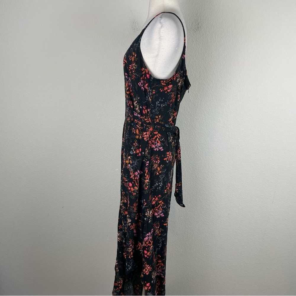 Msk Black Floral Wide Leg Jumpsuit Large - image 5