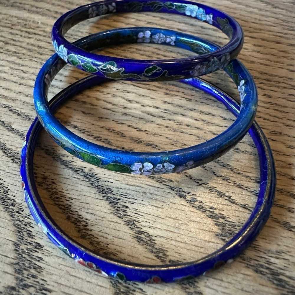 Vintage cloisonné bangle bracelets (3) - image 2