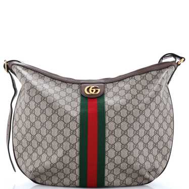 GUCCI Ophidia Half Moon Hobo GG Coated Canvas Larg