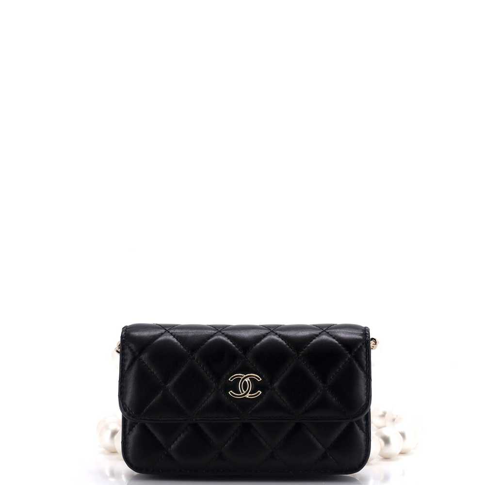 CHANEL Pearl Strap CC Wallet on Chain Quilted Cal… - image 1