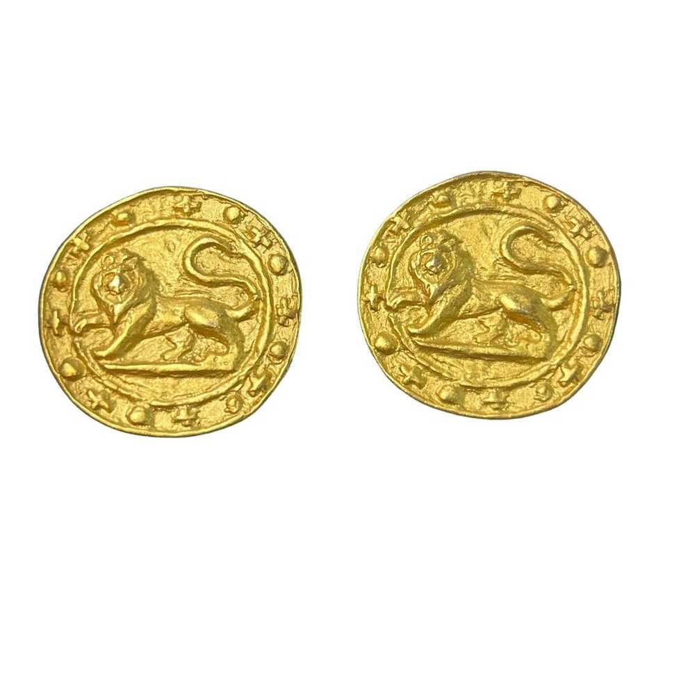 Anne Klein Anne Klein Lion Medallion gold tone pi… - image 1