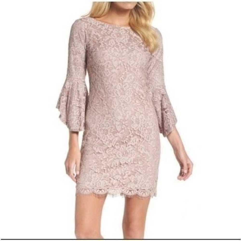 Chetta B Dusty Mauve Lace Bell Sleeve Size 4 - image 1