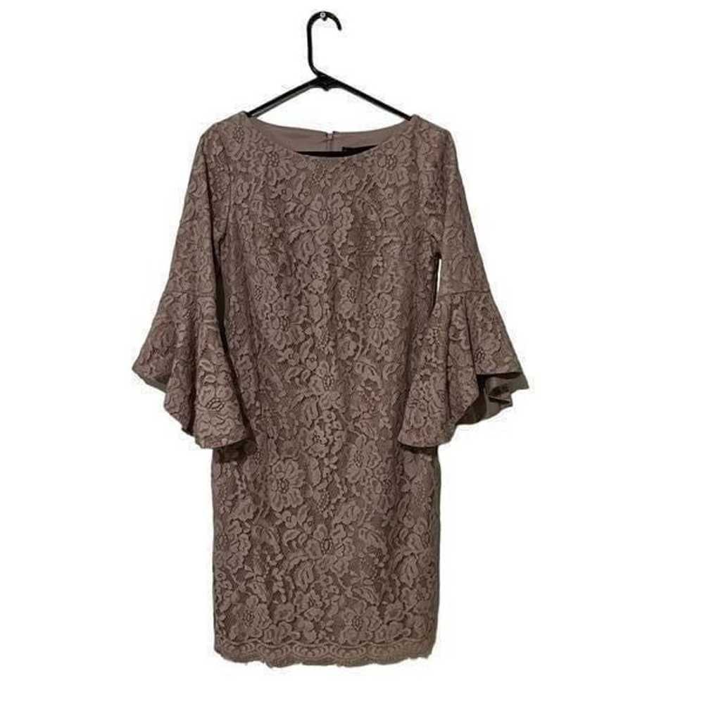 Chetta B Dusty Mauve Lace Bell Sleeve Size 4 - image 3