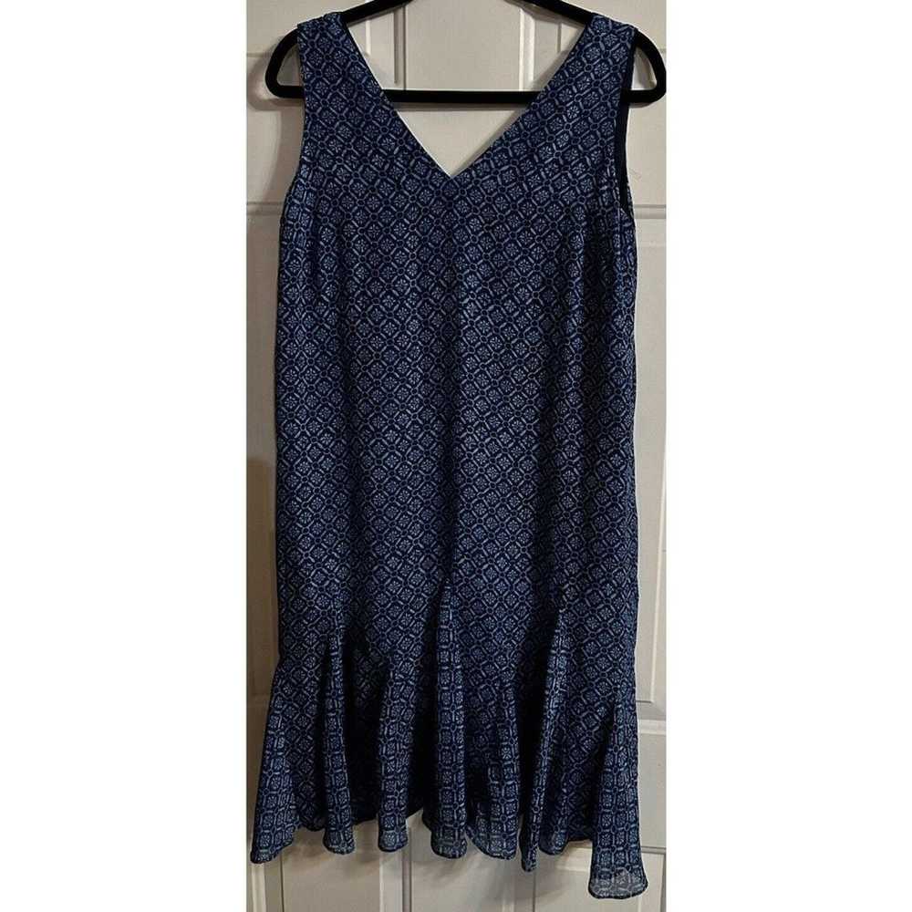 Lauren Ralph Lauren Blue Chiffon Dress V-Neck Sle… - image 2