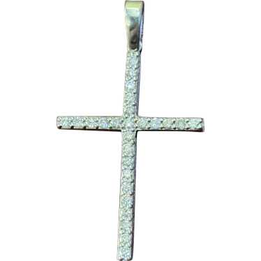 14K White Gold .50 CT Diamond Cross